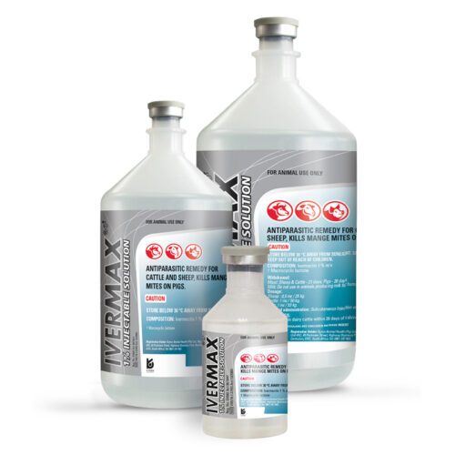 Antiparasitic remedy for cattle and sheep, kills mange mites on pigs.
